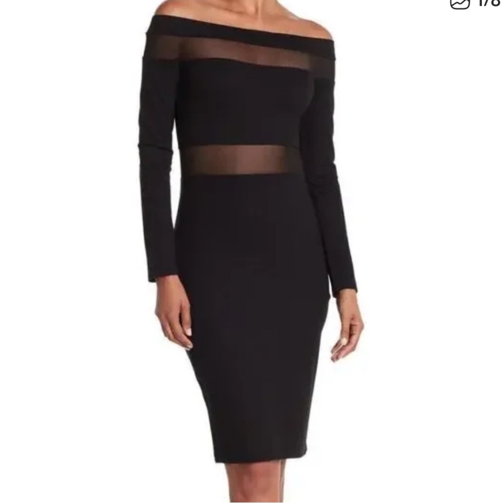 Black Long-Sleeve Sheath Dress